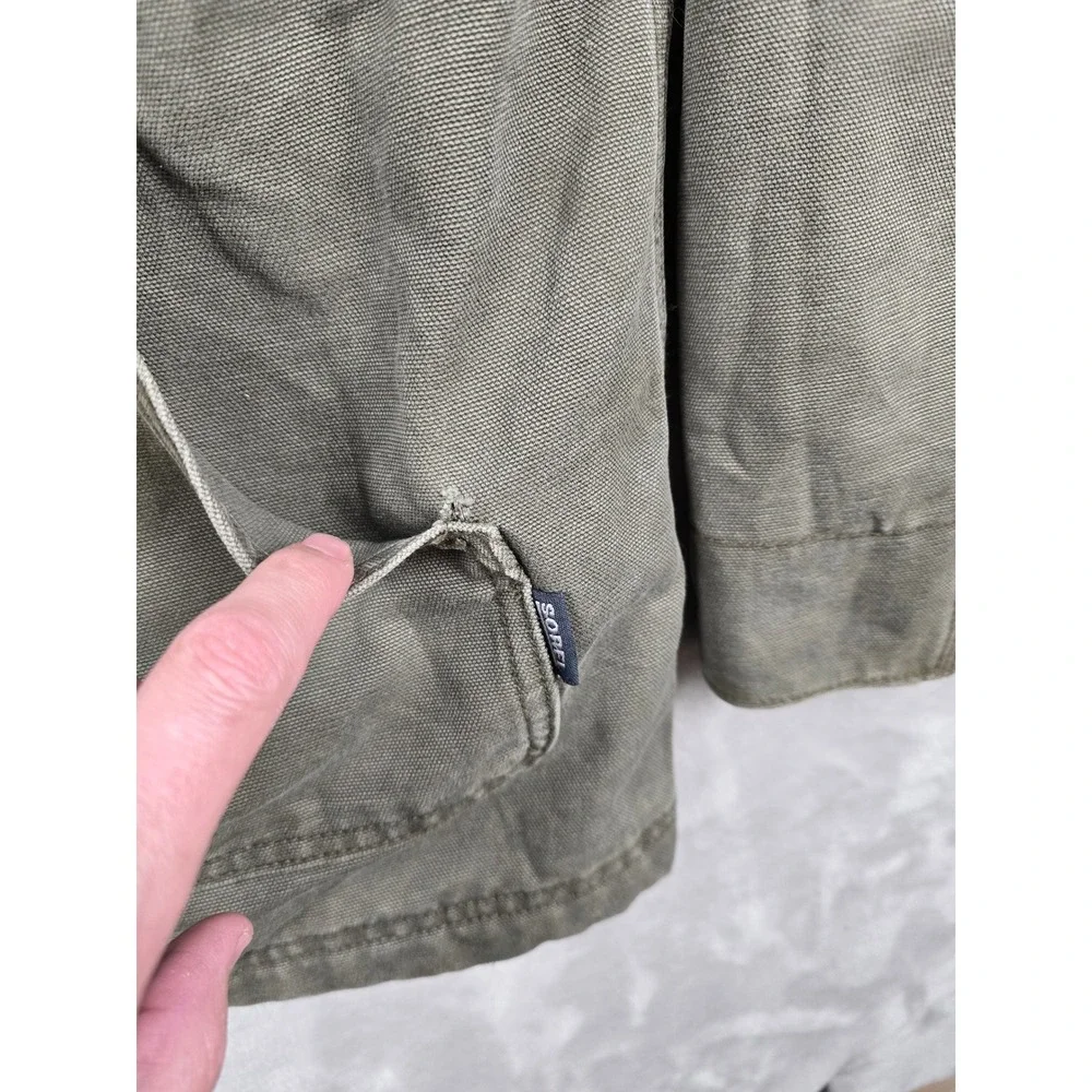 Vintage Sorel Canvas Work‎ Jacket Mens L Corduroy Collar Fleece Lined Distressed